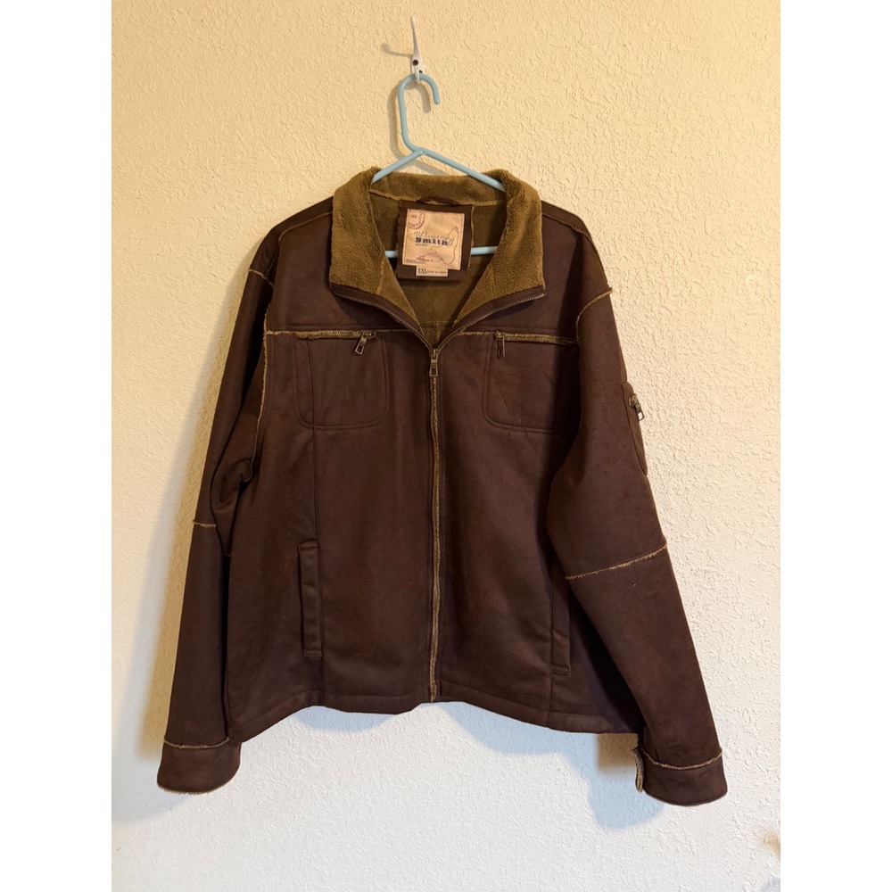 Whispering Smith Mens XXL Brown Faux‎ Suede Sherpa Lined Full Zip Jacket